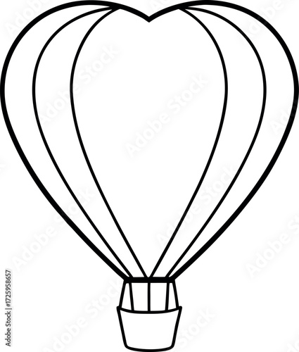 Hot air balloon shaped like heart illustration on transparent background