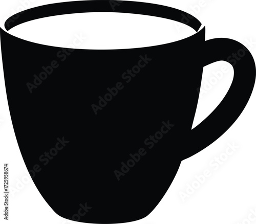 Classic silhouette of a coffee mug filled with beverage simple and clean icon for hot drinks and cafes