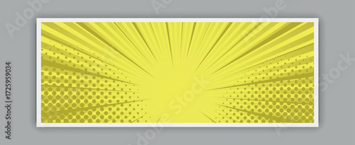 Yellow abstract background with light of sunburst. yellow starburst with halftone. sun ray retro background with flash