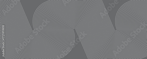 Abstract track with curves from black curved parallel lines on a white background. Trendy vector background