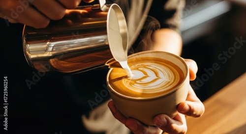 The art of latte creation, meticulously crafting a visually stunning and flavorful caffeinated