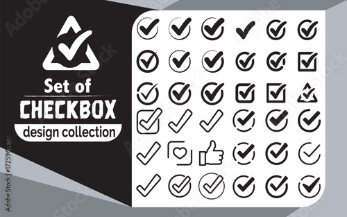 Collection of diverse checkbox and tick mark icons for design projects and user interface elements