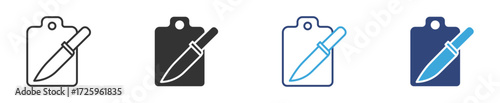 Cutting board with knife icon set, Vector Illustration / 