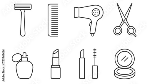 Essential tools for personal grooming and beauty care displayed on a clean surface
