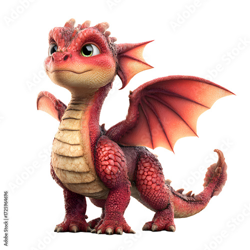Baby dragon character isolated on transparent background