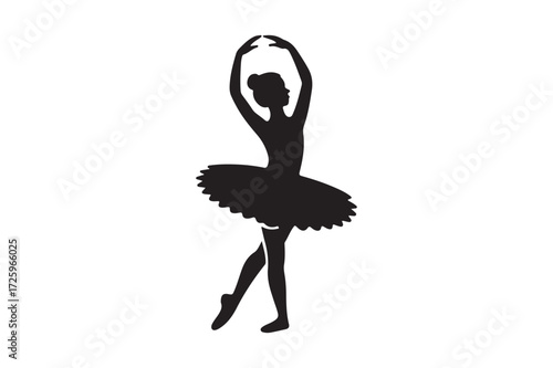 Silhouette of a graceful ballerina in a tutu performing a dance pose