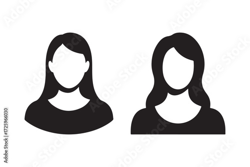 Two silhouette icons of women s busts