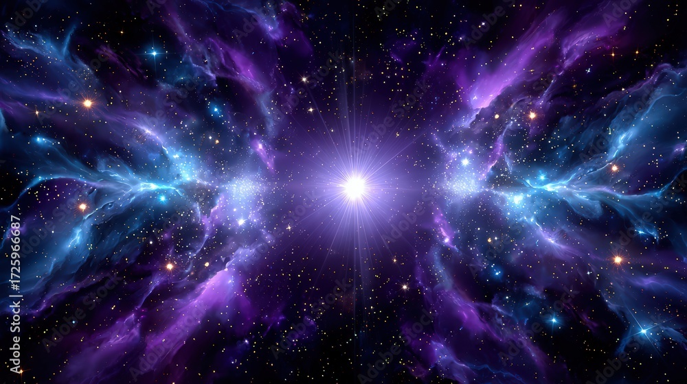 Fototapeta premium Colorful Cosmic Nebula with Bright Light in Outer Space