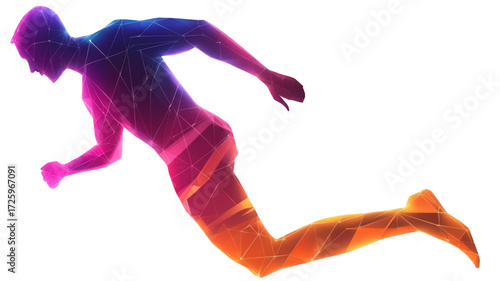 Vibrant abstract human silhouette in a dynamic running pose.