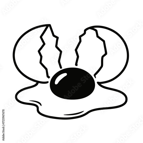 Cracked Egg with Yolk Vector - Classic Food Graphic for Breakfast and Cooking
