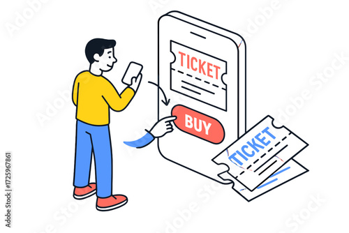 Person using smartphone to buy tickets online in a digital transaction at home during the day