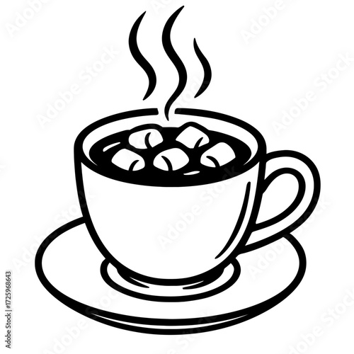 Hot Chocolate with Marshmallows Vector - Cozy Winter Drink Icon