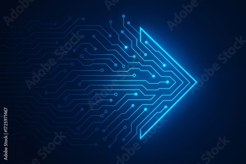Digital circuit board forming an arrow progress concept
