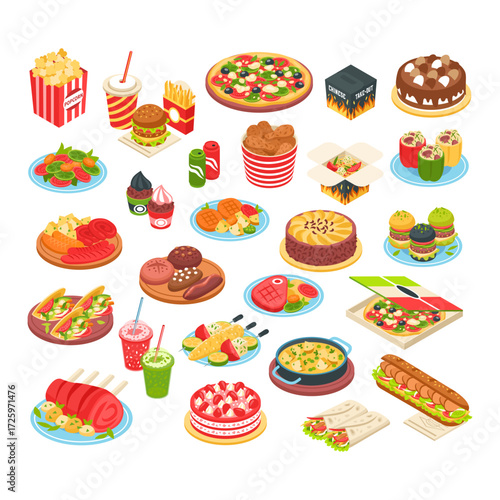 Delicious assortment of fast food and snacks, perfect for cravings and parties