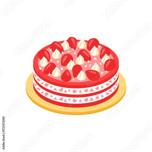 Delicious strawberry cake illustration perfect for celebrations, birthdays, and sweet moments