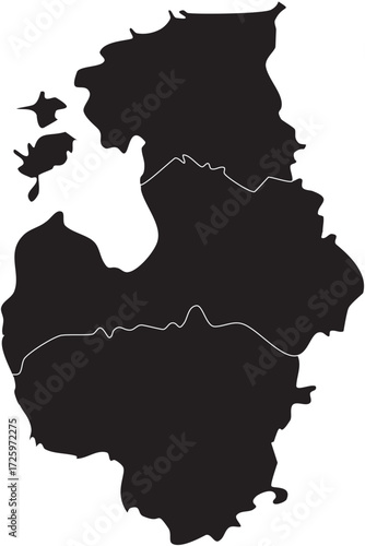 Baltic States Silhouette Map Isolated