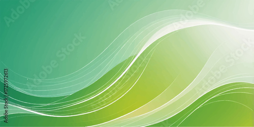 Abstract vector illustration of a dynamic green wave pattern background with subtle light and a natural, flowing curve design