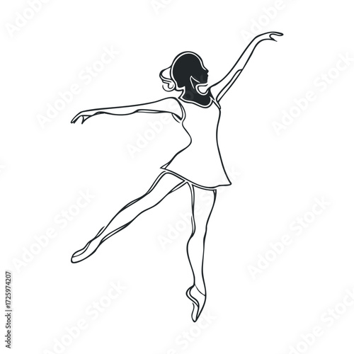 Elegant dancer in motion capturing grace and beauty for art purpose. Vector black icon