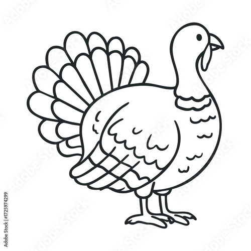 Celebrate Thanksgiving with a festive turkey design for greeting cards. Vector black icon