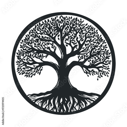 Tree of life design for nature lovers and wellness themes. Vector black icon