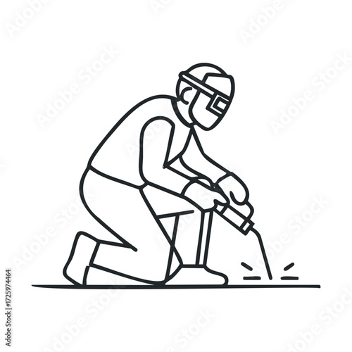 Welding worker performing metal work in an industrial setting. Vector black icon