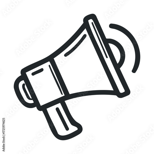 Announcement concept with loudspeaker for public communication needs. Vector black icon