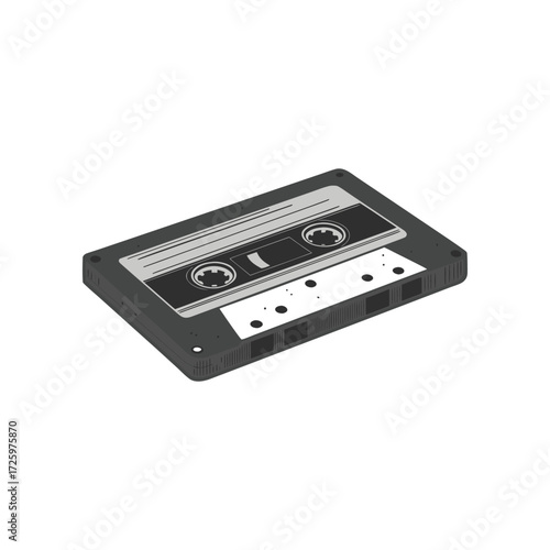 Vintage audio cassette tape with magnetic ribbon visible on a white background a nostalgic music recording medium