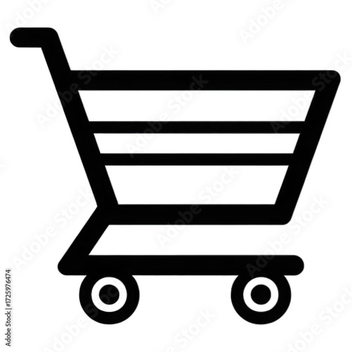 Simple black shopping cart icon for e-commerce websites.