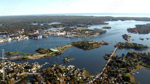 Aerial view of boothbay harbor, maine, showcasing its scenic beauty and waterways