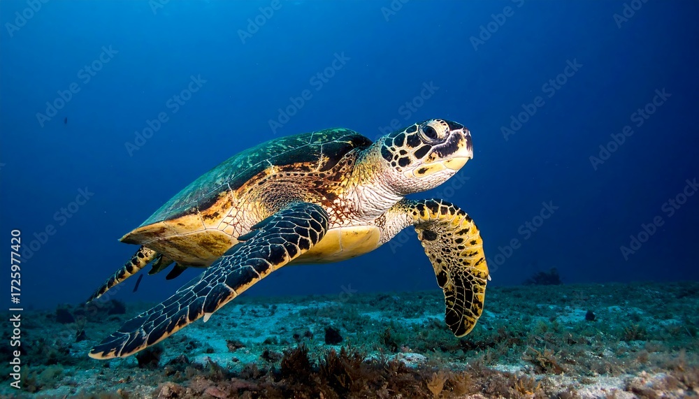 Fototapeta premium Sea turtle swimming underwater