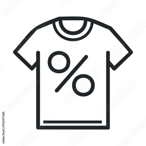 Discount t shirt design for promotional campaigns and sales events. Vector black icon