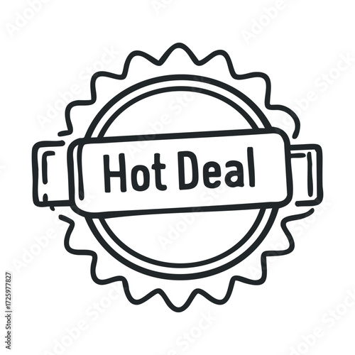 Special offer badge for exclusive hot deal announcement. Vector black icon