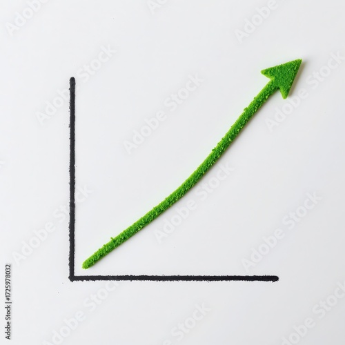 Green Growth Arrow Representing Success and Progress in Business