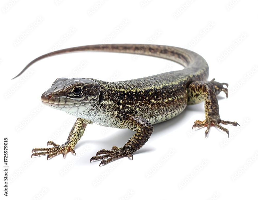 Naklejka premium Detailed view of a lizard against a plain background