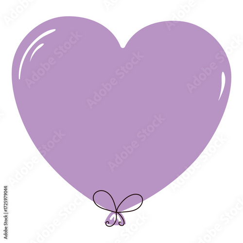 Flying heart shaped air balloon with string hand drawn illustration, isolated vector on transparent. Flat design. Birthday celebration, festival, carnival, party, anniversary clip art, element