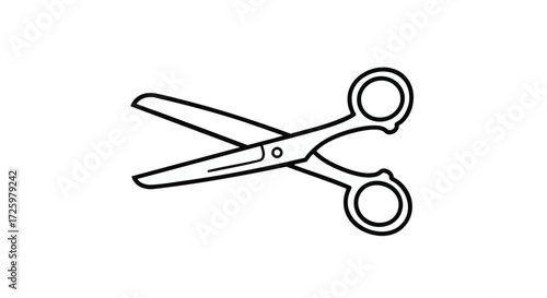 Illustration of open scissors with handles and blades.