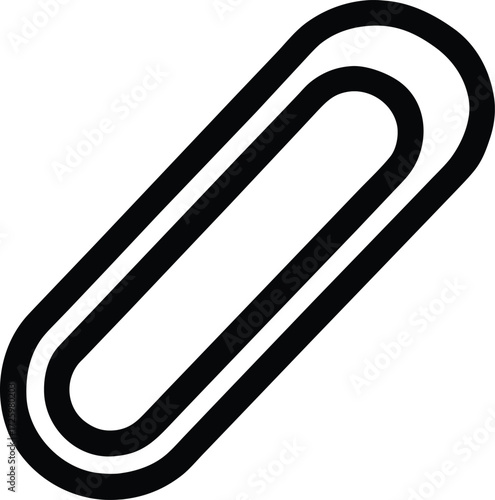 Glossy Silver Paperclip Angled Icon on Transparent Background