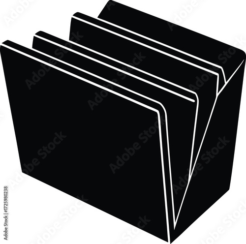 Glossy Yellow Folder with Papers on Transparent Background