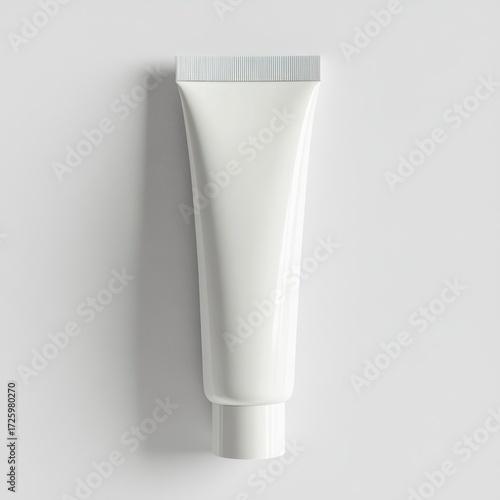 White cosmetic tube mockups on neutral background with soft shadows – minimal beauty product template