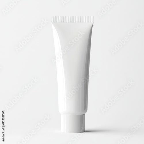 White cosmetic tube mockups on neutral background with soft shadows – minimal beauty product template