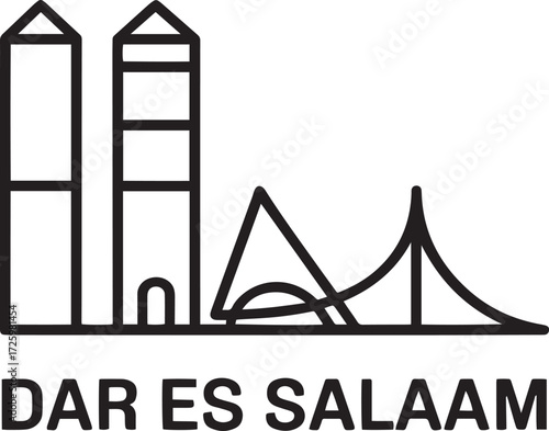 Dar es Salaam skyline line art buildings cityscape city travel landmarks famous architecture
