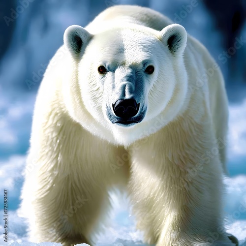 Majestic Polar Bear Close Up in Arctic Winter