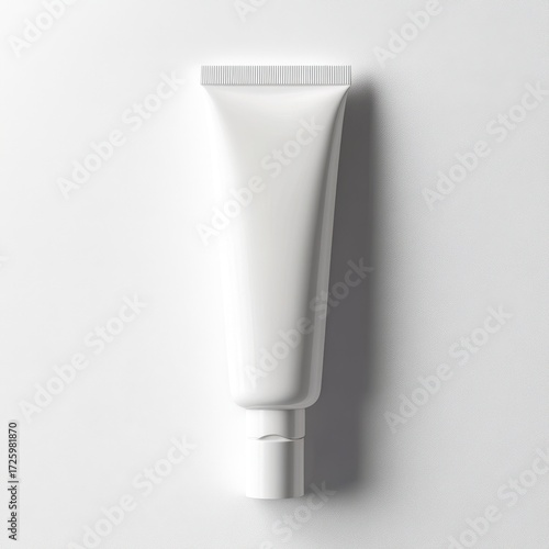White cosmetic tube mockups on neutral background with soft shadows – minimal beauty product template