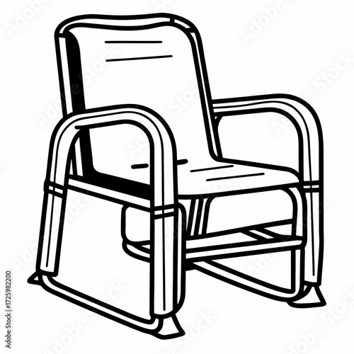 Simple line drawing of a modern armchair with armrests