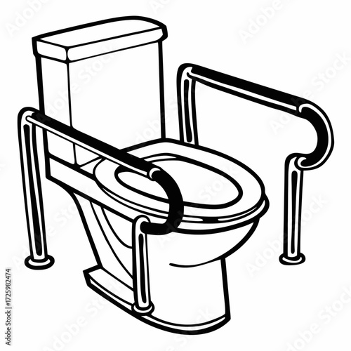 Toilet with safety grab bars for enhanced accessibility design  