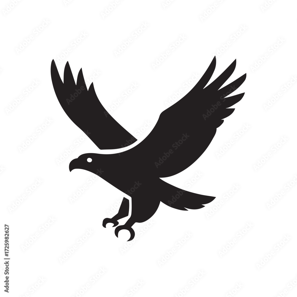 Obraz premium Eagle vector illustration of a black flying eagle silhouette with spread wings