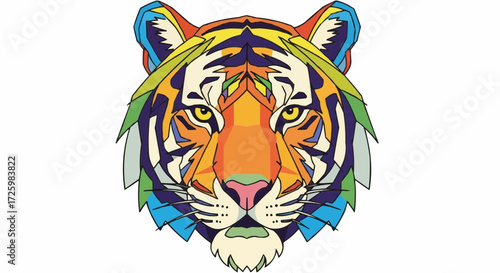 World animal day  october 4 abstract colorful tiger head drawing vector illustration animal portrait design wild cat graphic art print 100 vector