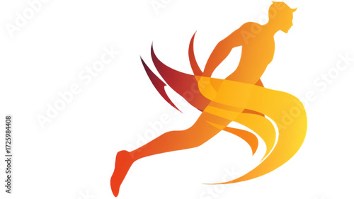 Dynamic abstract illustration of a running man silhouette.