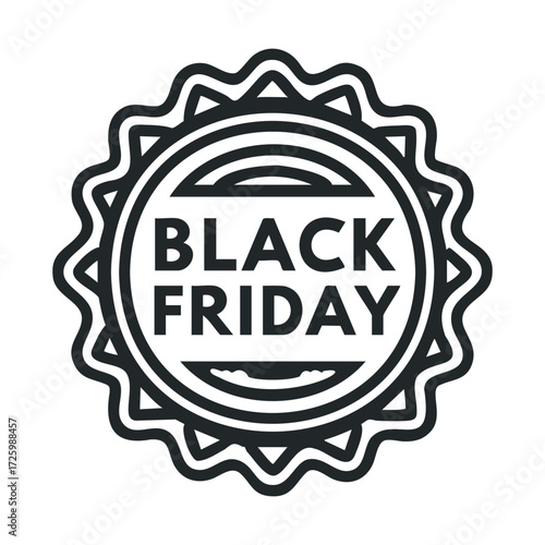 Special offer for Black Friday sale with decorative badge design. Vector black icon