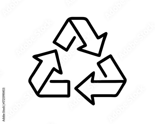 Recycle triangle arrow symbol is a universal sign for recycling materials waste